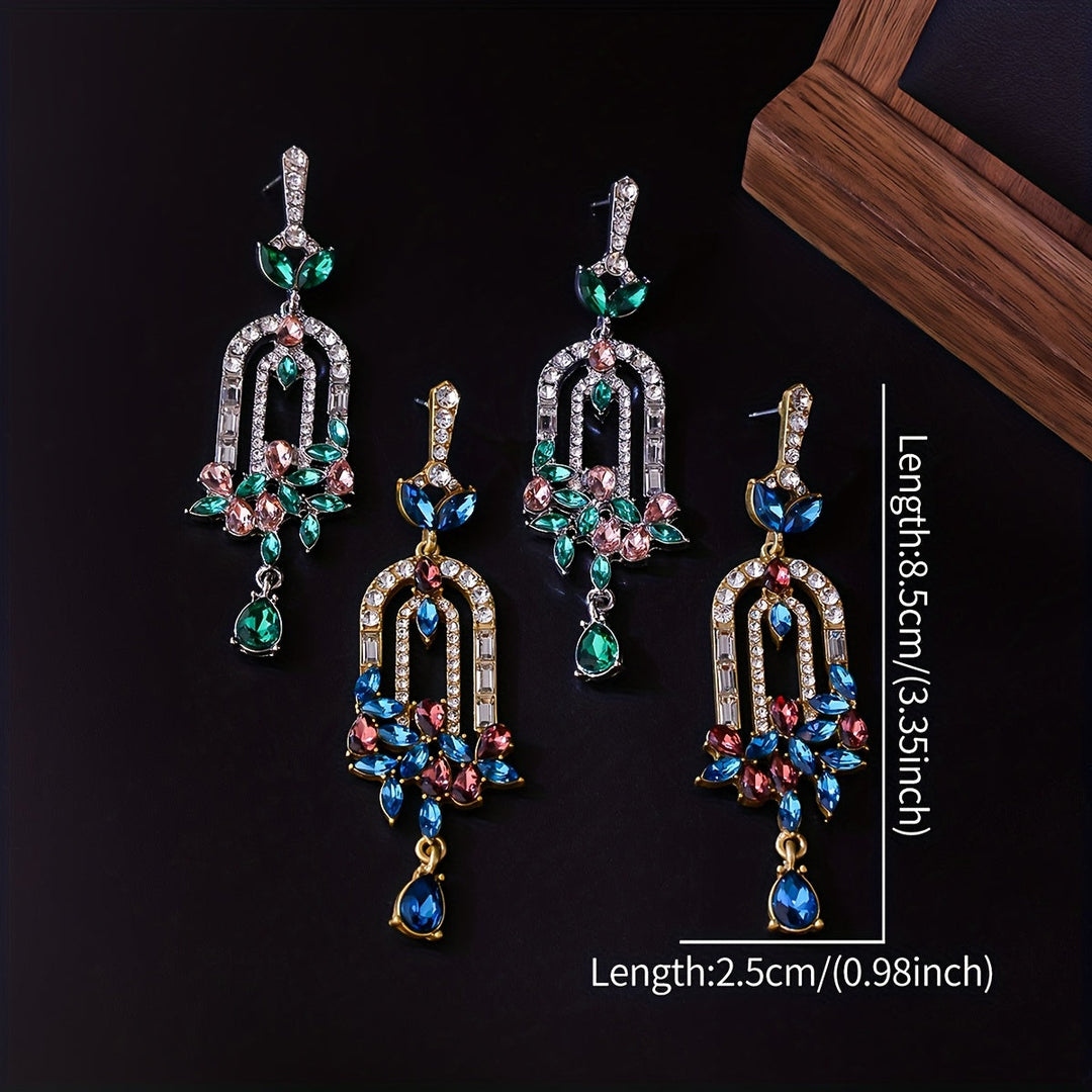 Lightweight Unique Arch Shape Rhinestone Earrings