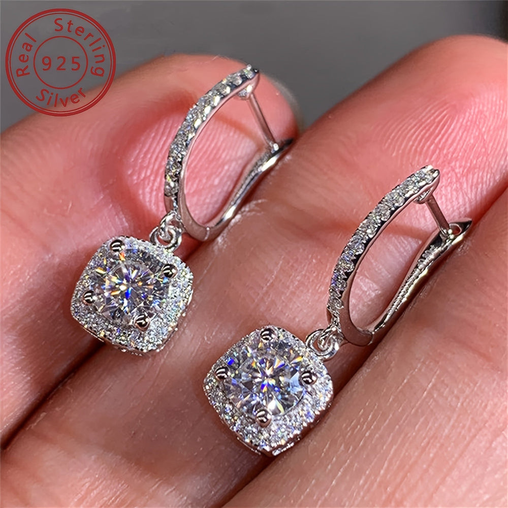 Silver Round Moissanite Earrings