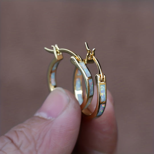 Timeless Boho Opal Hoop Earrings