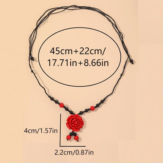 Modern Elegant Resin Rose Flower Pendant Necklace