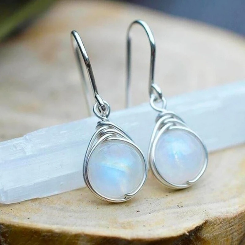 Stylish Moonstone Drop Earrings